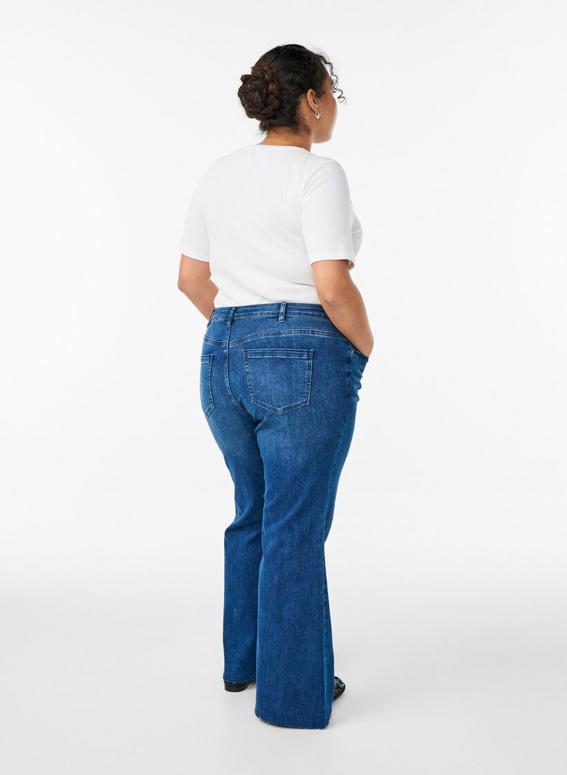 High-waisted bootcut jeans, Blue, Model image number 1