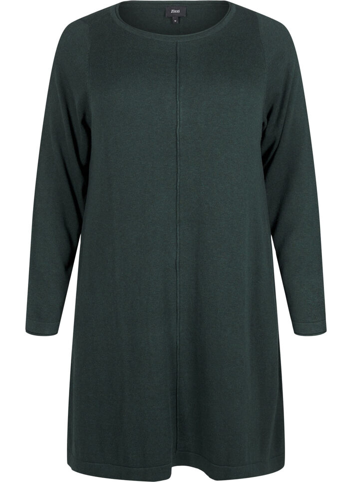 Knitted dress in cotton-viscose blend, Green, Packshot image number 0