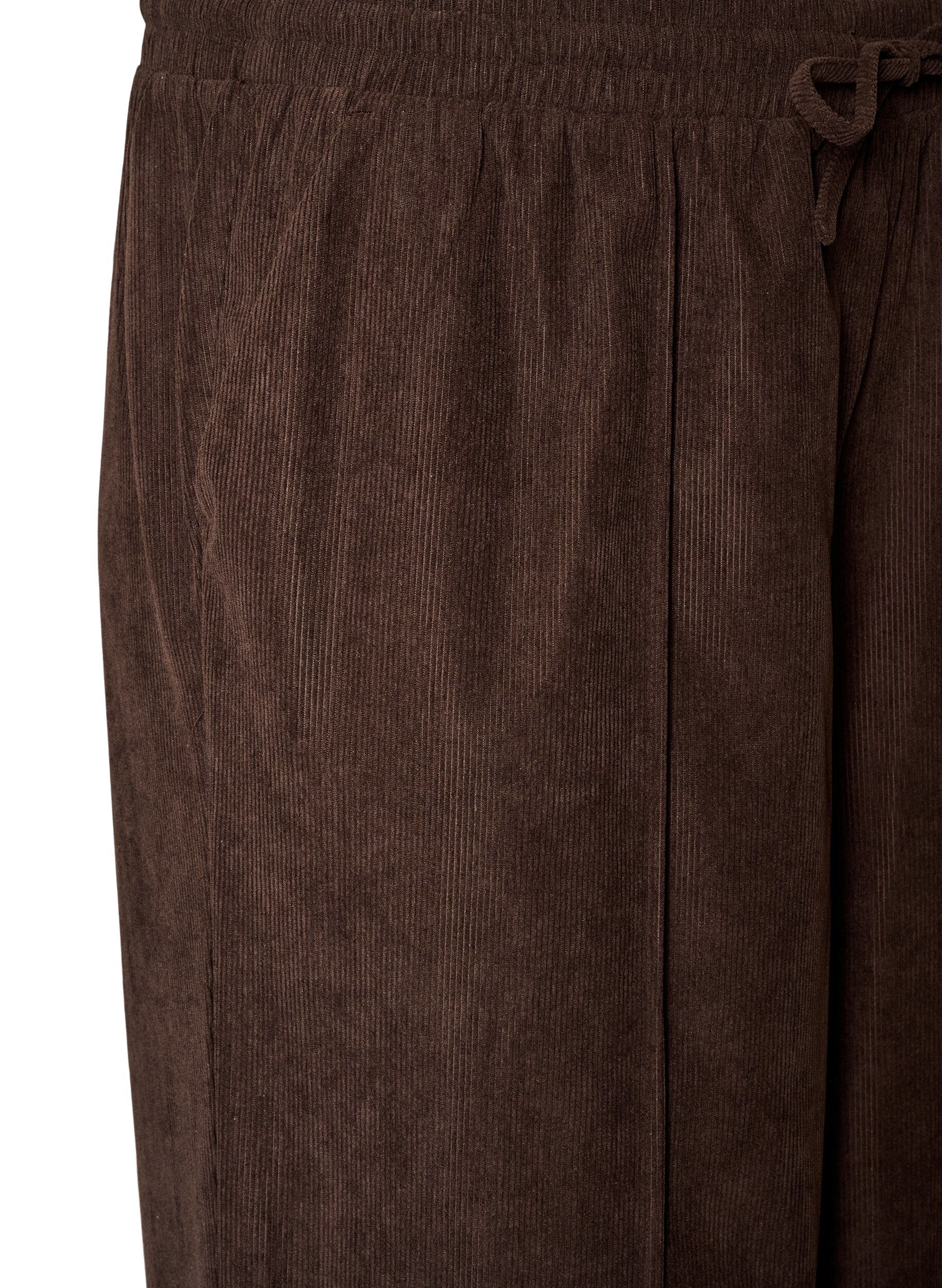 ZizzifashionCorduroy trousers with wide legs and a high waist, Brown, Packshot image number 2