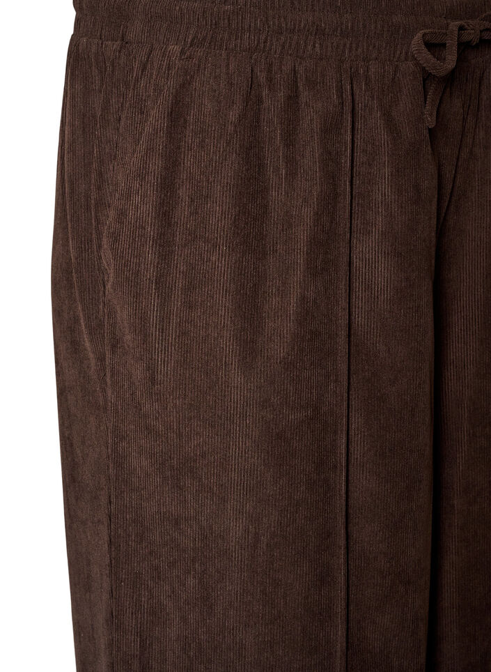 Corduroy trousers with wide legs and a high waist, Brown, Packshot image number 2