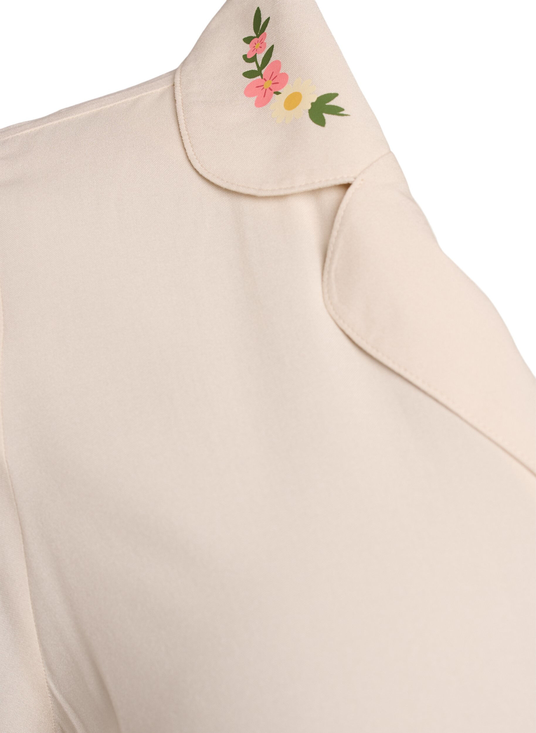Zizzifashion Viscose pyjama top with tie fastening and floral print, Beige, Packshot image number 4