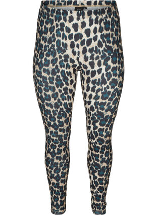 Long leggings with leopard print, Black Leo AOP, Packshot image number 0