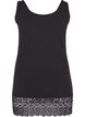 Long cotton top with lace trim , Black, Packshot image number 1