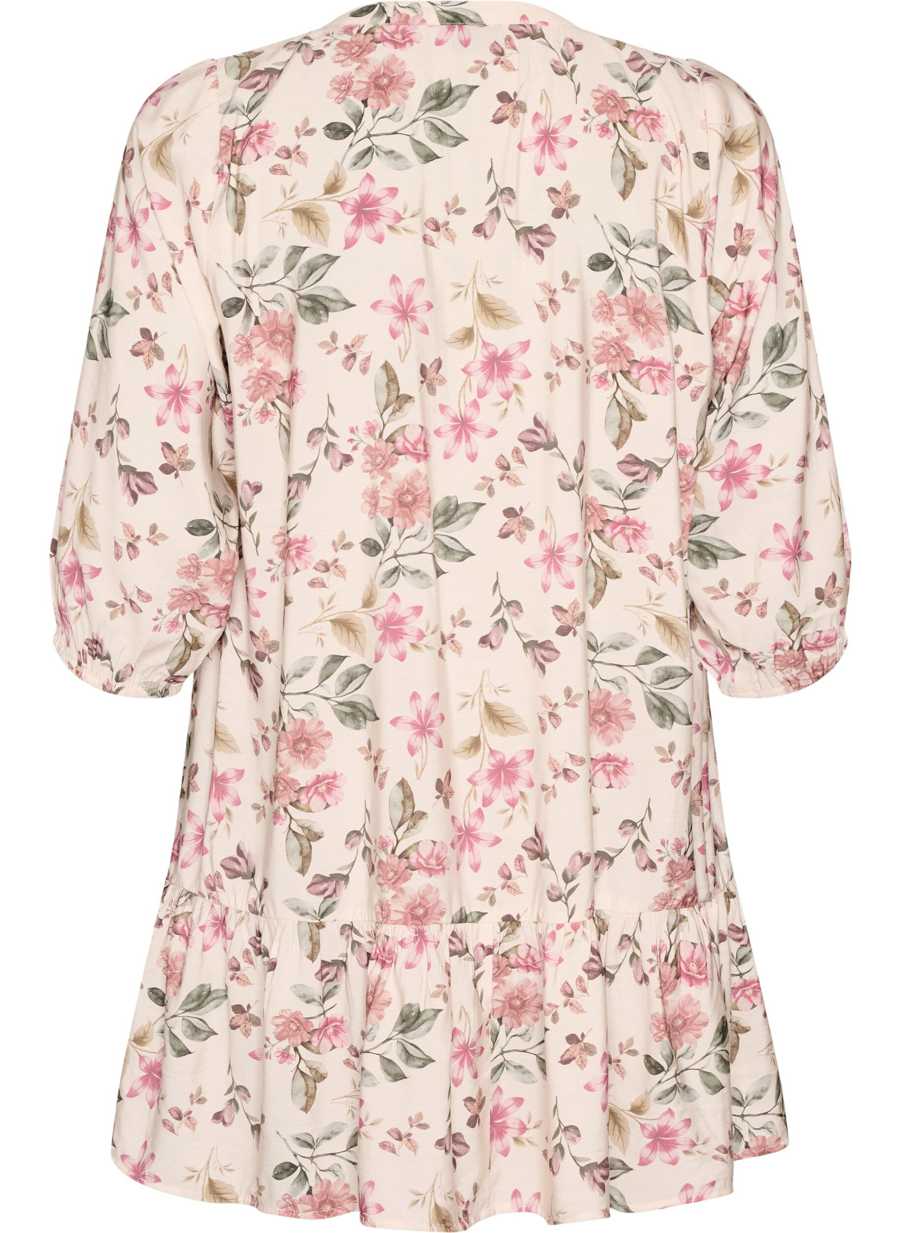 Zizzifashion A-line tunic in viscose with 3/4 sleeves, Vanilla, Packshot image number 1