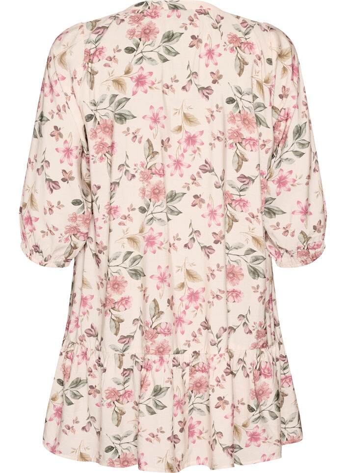 A-line tunic in viscose with 3/4 sleeves, Vanilla, Packshot image number 1