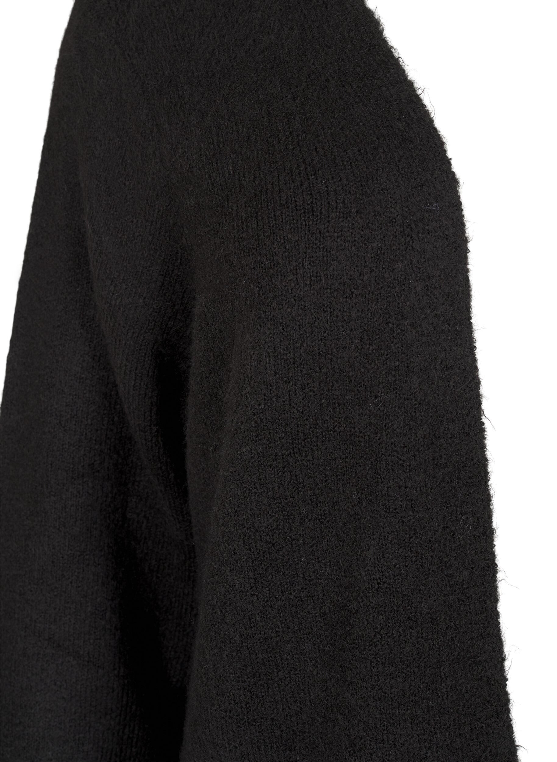Zizzifashion Long knitwear cardigan with pockets, Black, Packshot image number 2