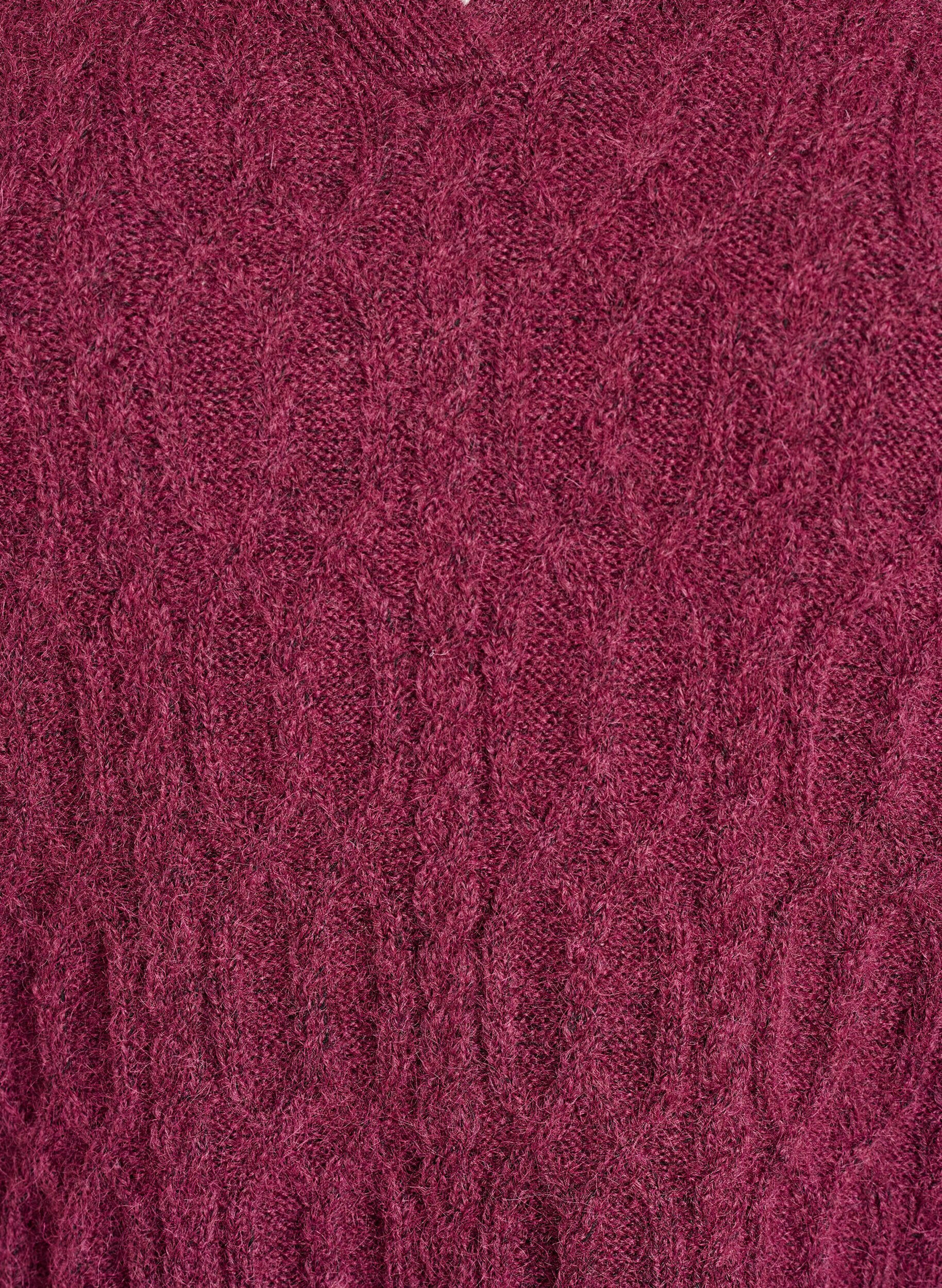 Zizzifashion Cable knit sweater with polo collar, Dark Bordeaux, Packshot image number 2