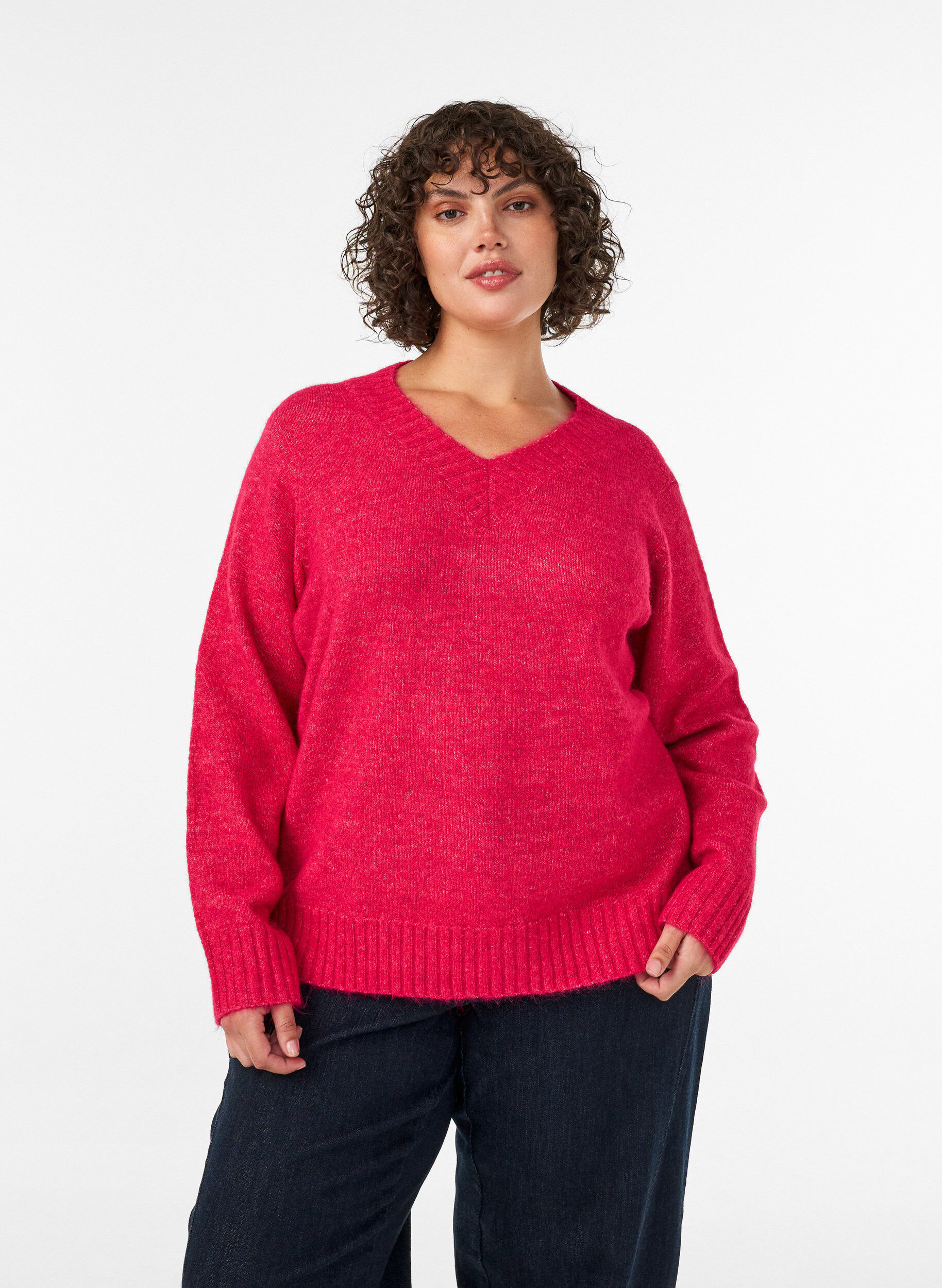 ZizzifashionV-neck jumper, Pink, Model image number 0