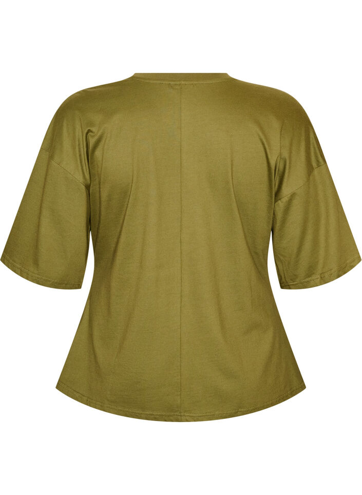 T-shirt with draped detail, Green, Packshot image number 1