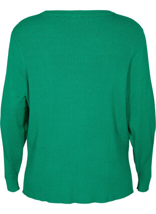 Knitted sweater in rib with slits, Jolly Green Mel., Packshot image number 1
