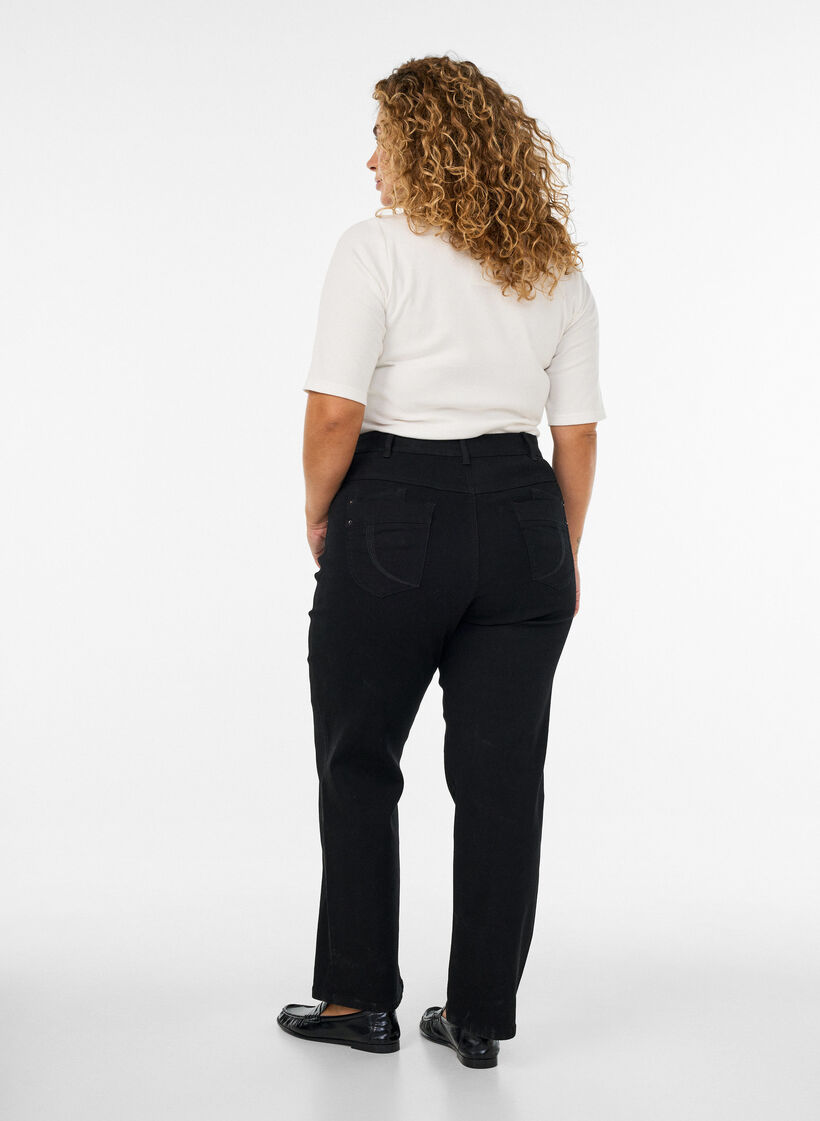 Regular fit Gemma jeans with a high waist, Black, Model image number 1