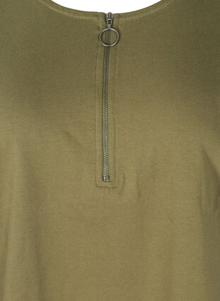 Cotton blouse with a zip detail, Ivy Green, Packshot image number 2