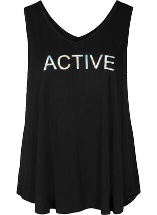 Exercise top with an a-line and print, Black Holo, Packshot image number 0
