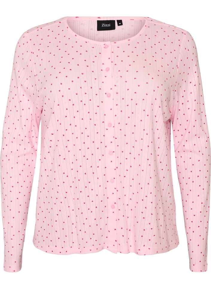 Cardigan in organic cotton with eyelet embroidery, Pink, Packshot image number 0