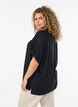 Viscose shirt with short sleeves and ruched detail, Black, Model image number 1