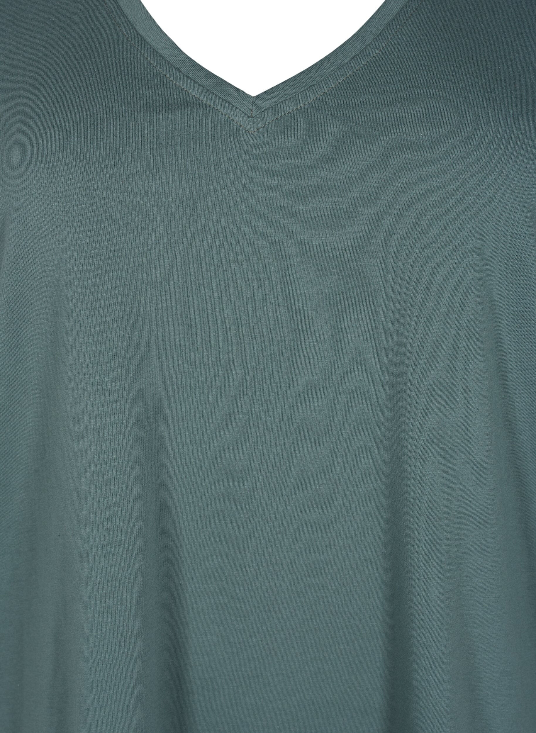 Zizzifashion FLASH - T-shirt with v-neck, Balsam Green, Packshot image number 2