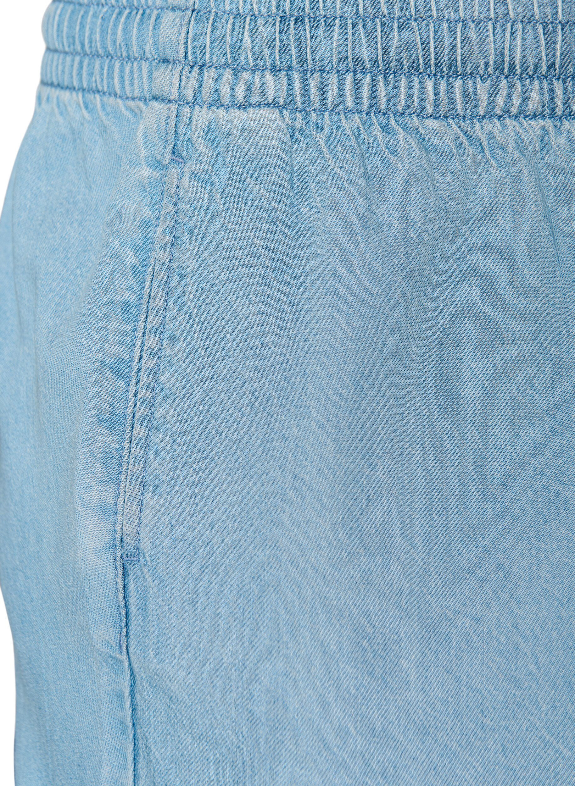 Zizzifashion Denim-look shorts with an elasticated waist and drawstring, Light Blue, Packshot image number 2