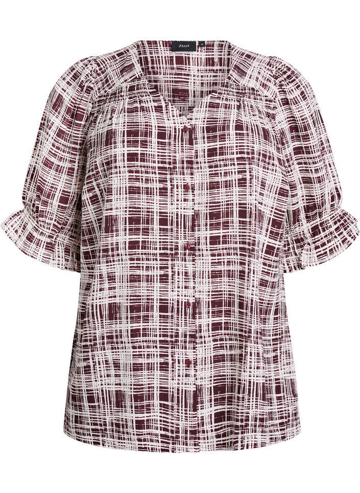 Shirt blouse with 1/2 sleeves, Dark Bordeaux, Packshot image number 0