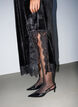 Velvet dress with lace and side slit, Black, Model image number 2