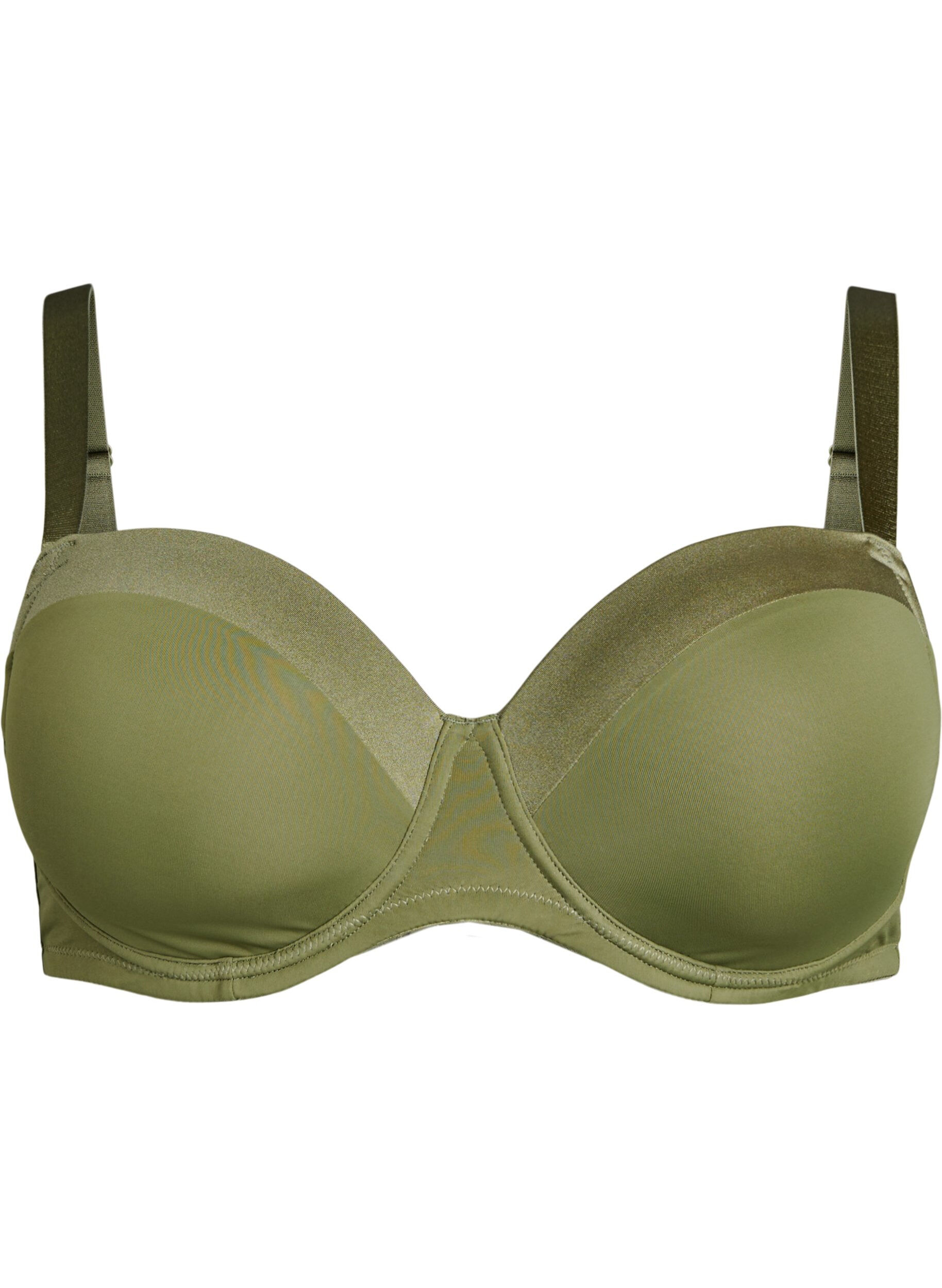 Moulded bra in microfiber with satin detail