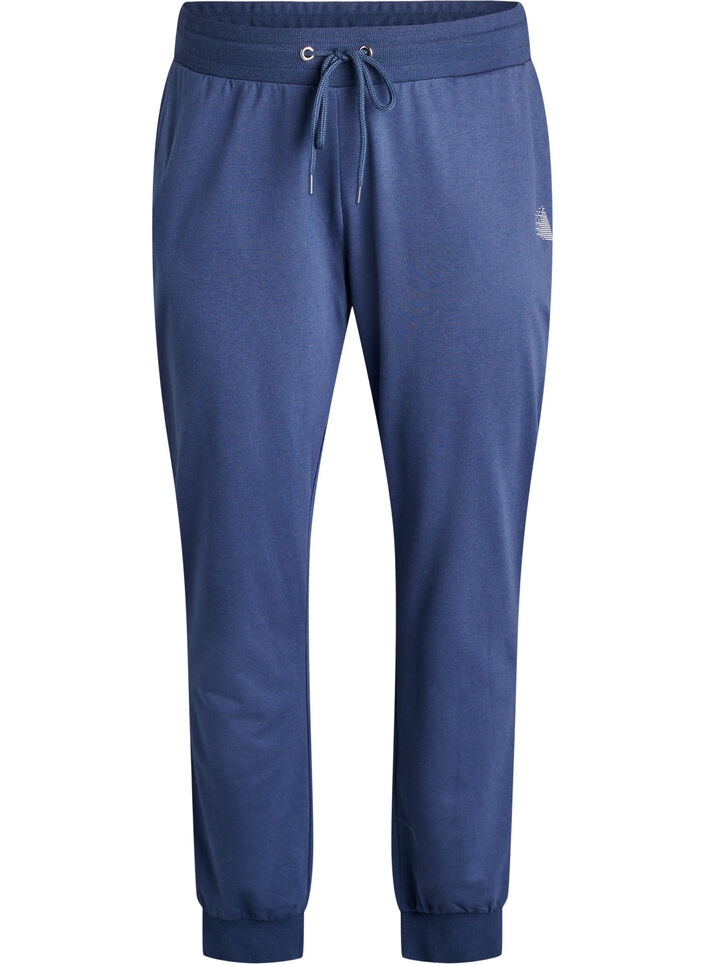 Loose workout trousers with pockets, Blue, Packshot image number 0