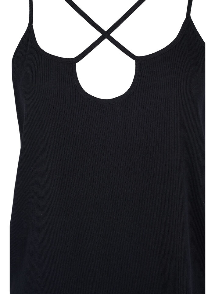 Organic cotton rib top with cross detail, Black, Packshot image number 2