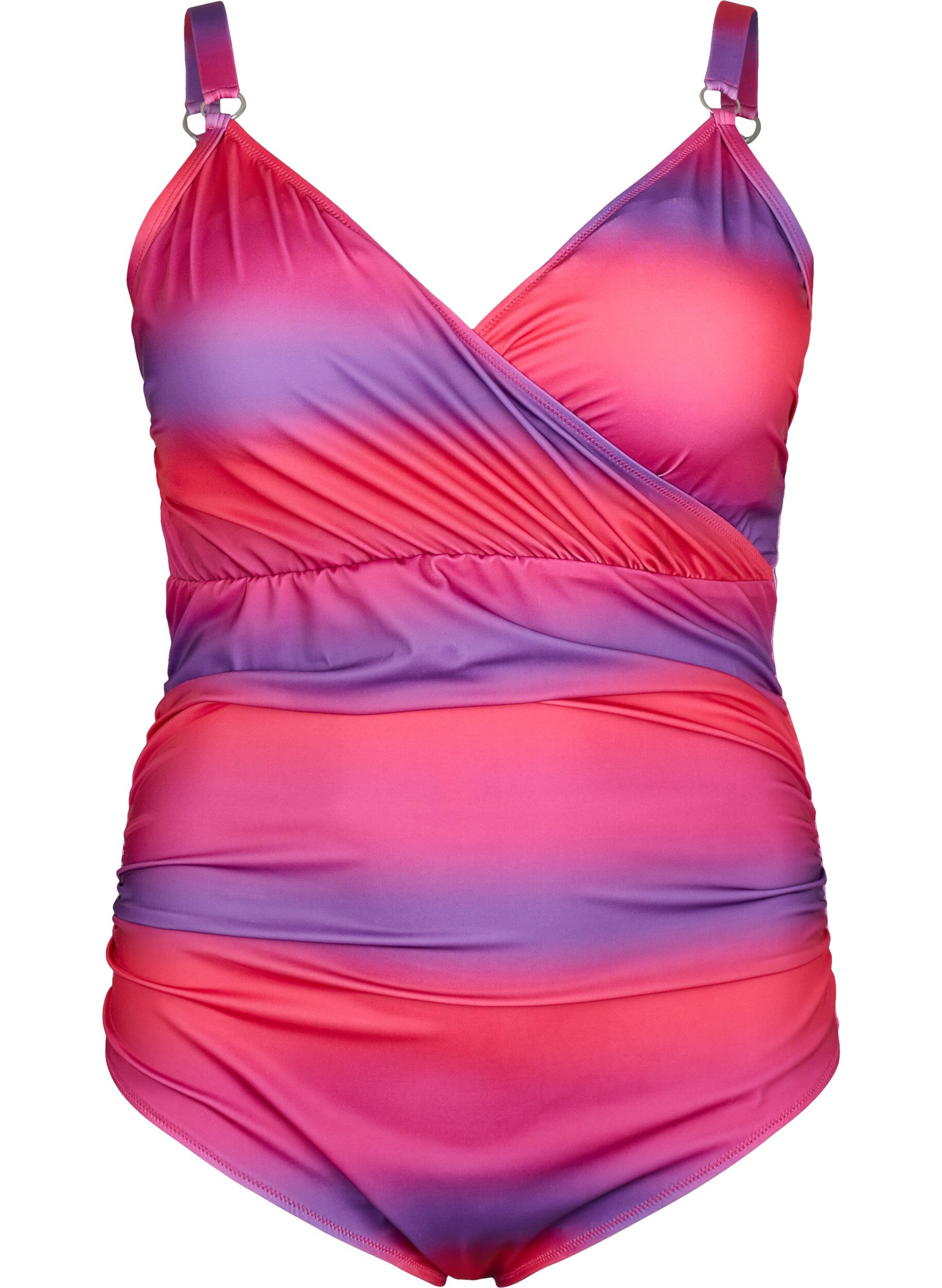 Zizzifashion Printed swimsuit with soft padding, Pink Comb, Packshot image number 0