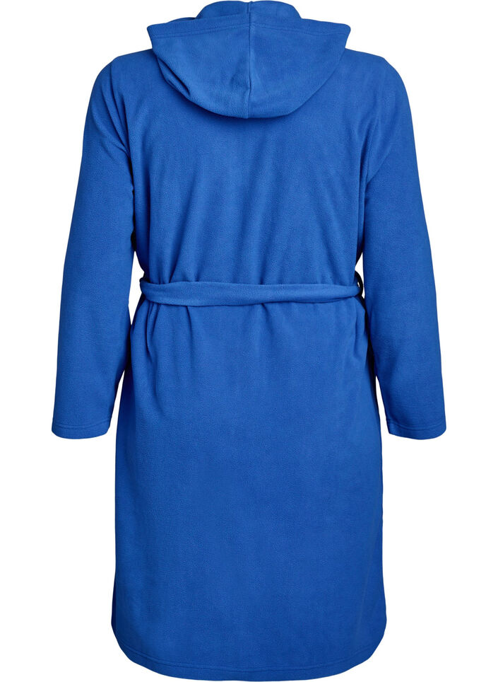 Morning robe with zipper and hood, Blue, Packshot image number 1