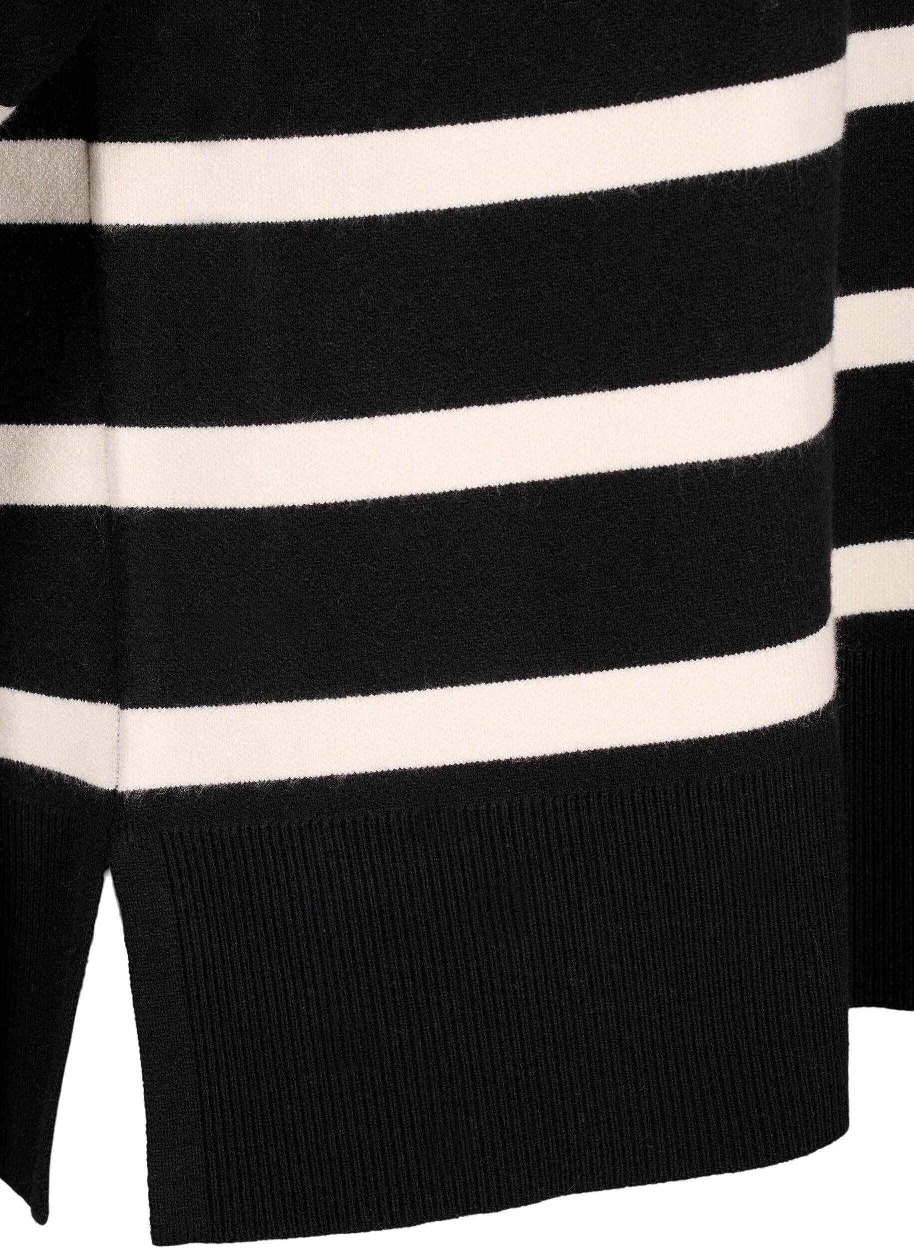 Zizzifashion 3/4 sleeve knitted blouse with stripes, Black Birch Stripes, Packshot image number 3