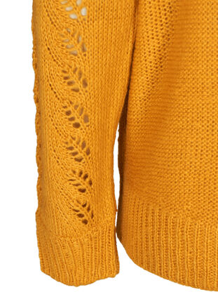 Knitted blouse with a feminine pattern, Mineral Yellow, Packshot image number 3