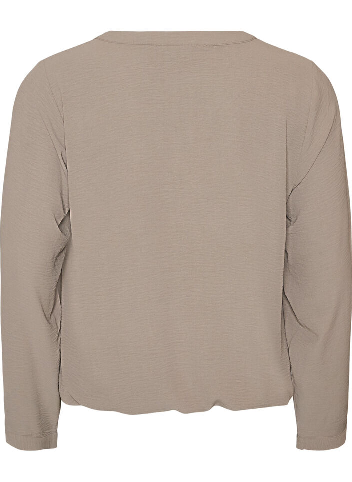 Balloon silhouette blouse with V-neck, Beige, Packshot image number 1