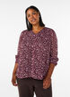 Blouse with floral print and glitter thread, Red, Model image number 0