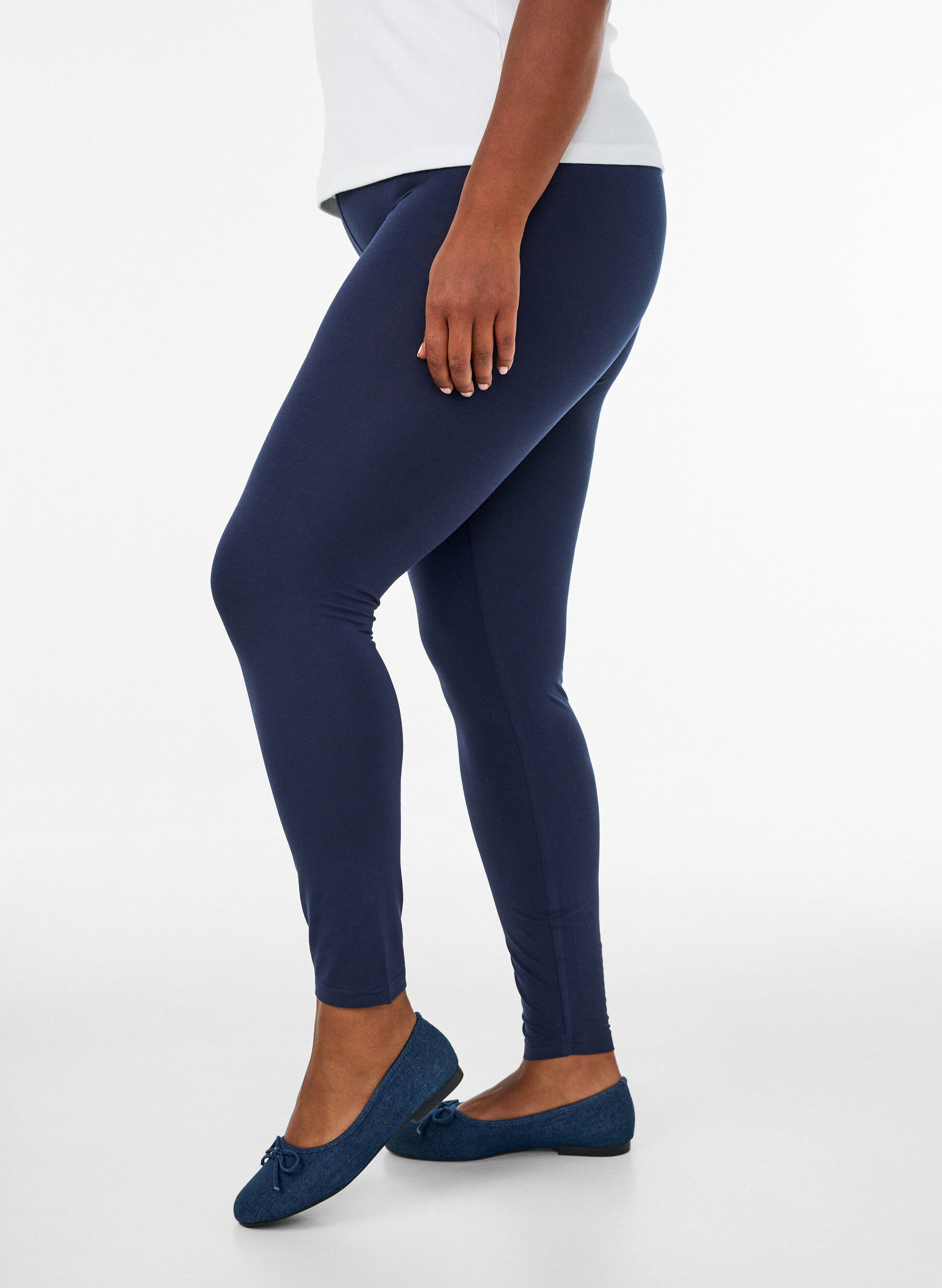 Zizzifashion Basic leggings with extra length, Blue, Model image number 2