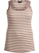 Striped top with a ribbed texture and a lace trim, Beige, Packshot image number 0