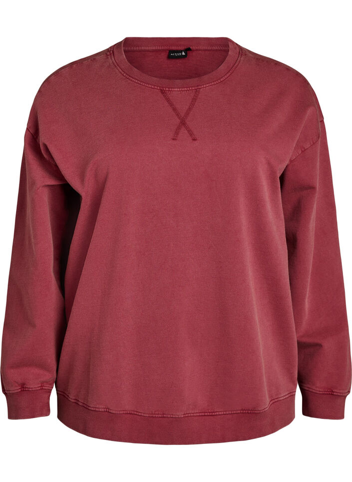 Loose sweatshirt with washed look, Red, Packshot image number 0