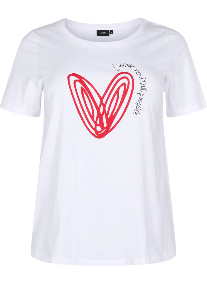 Cotton T-shirt with motif, Bright W. w. Heart, Packshot image number 0