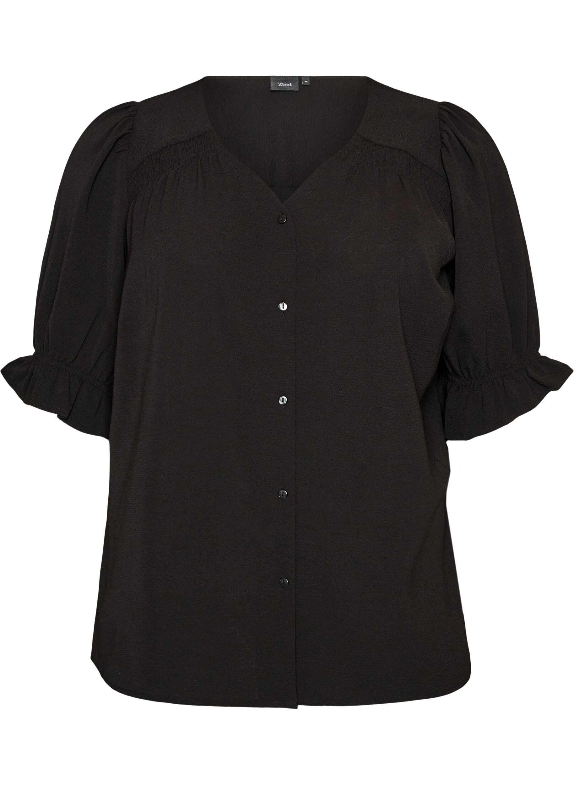 Zizzifashion Shirt blouse with 1/2 sleeves, Black, Packshot image number 0