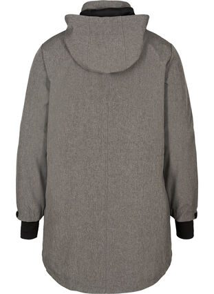 Softshell jacket with a hood and pockets, Medium Grey Melange, Packshot image number 1