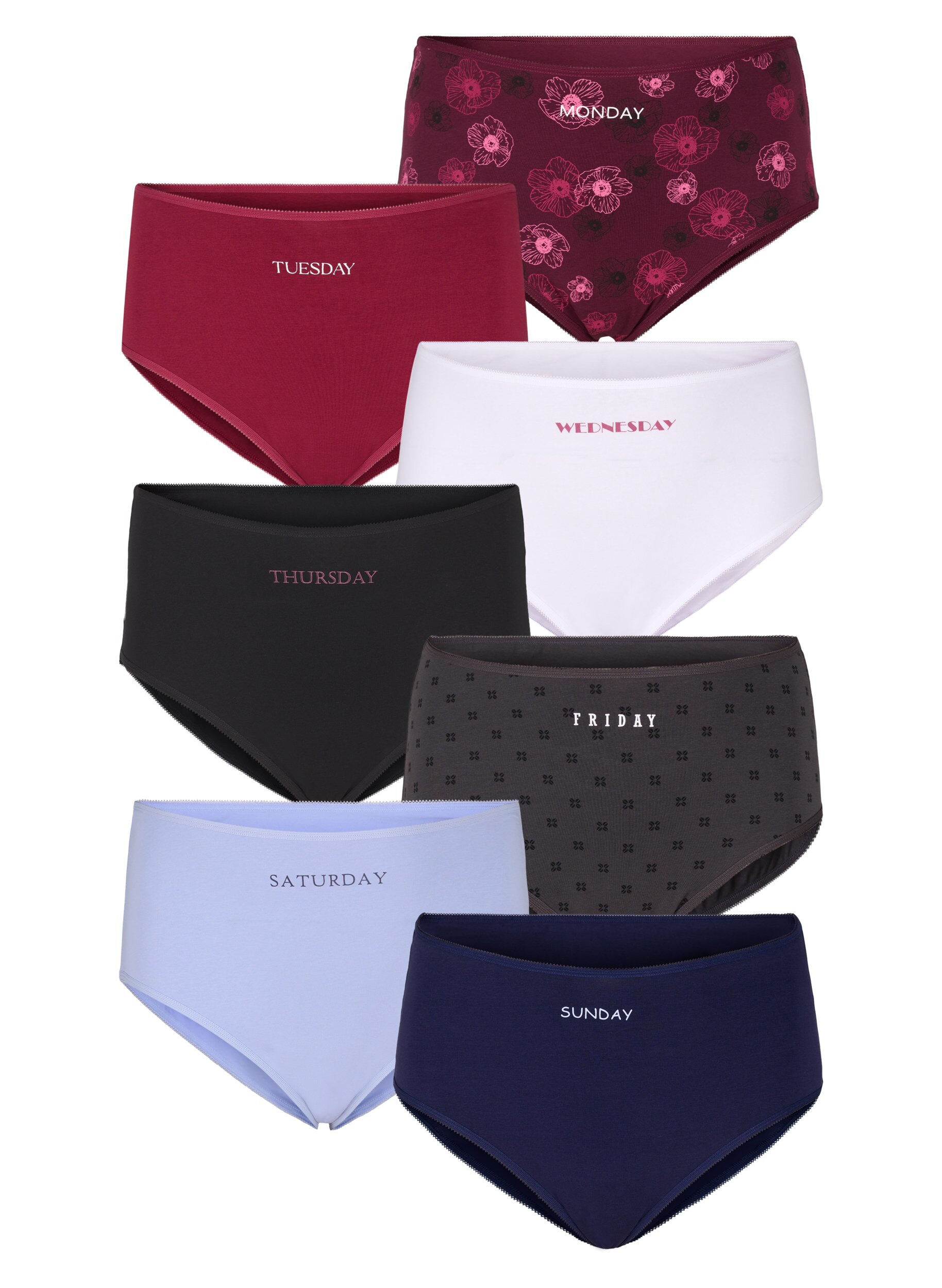 Zizzifashion 7-pack hipster briefs with regular waist, Dark Bordeaux, Packshot image number 0