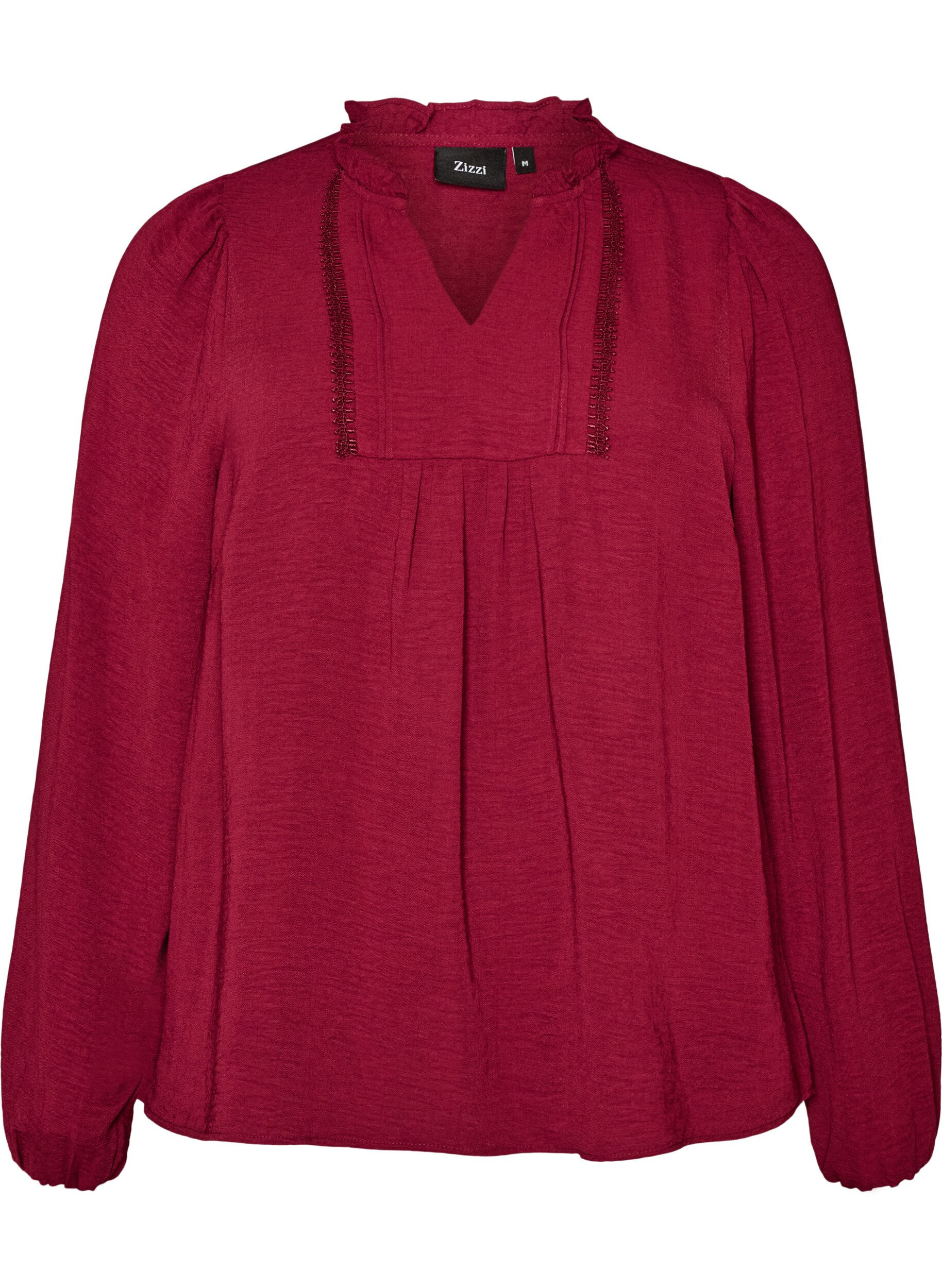 Blouse with V-neck and crochet band