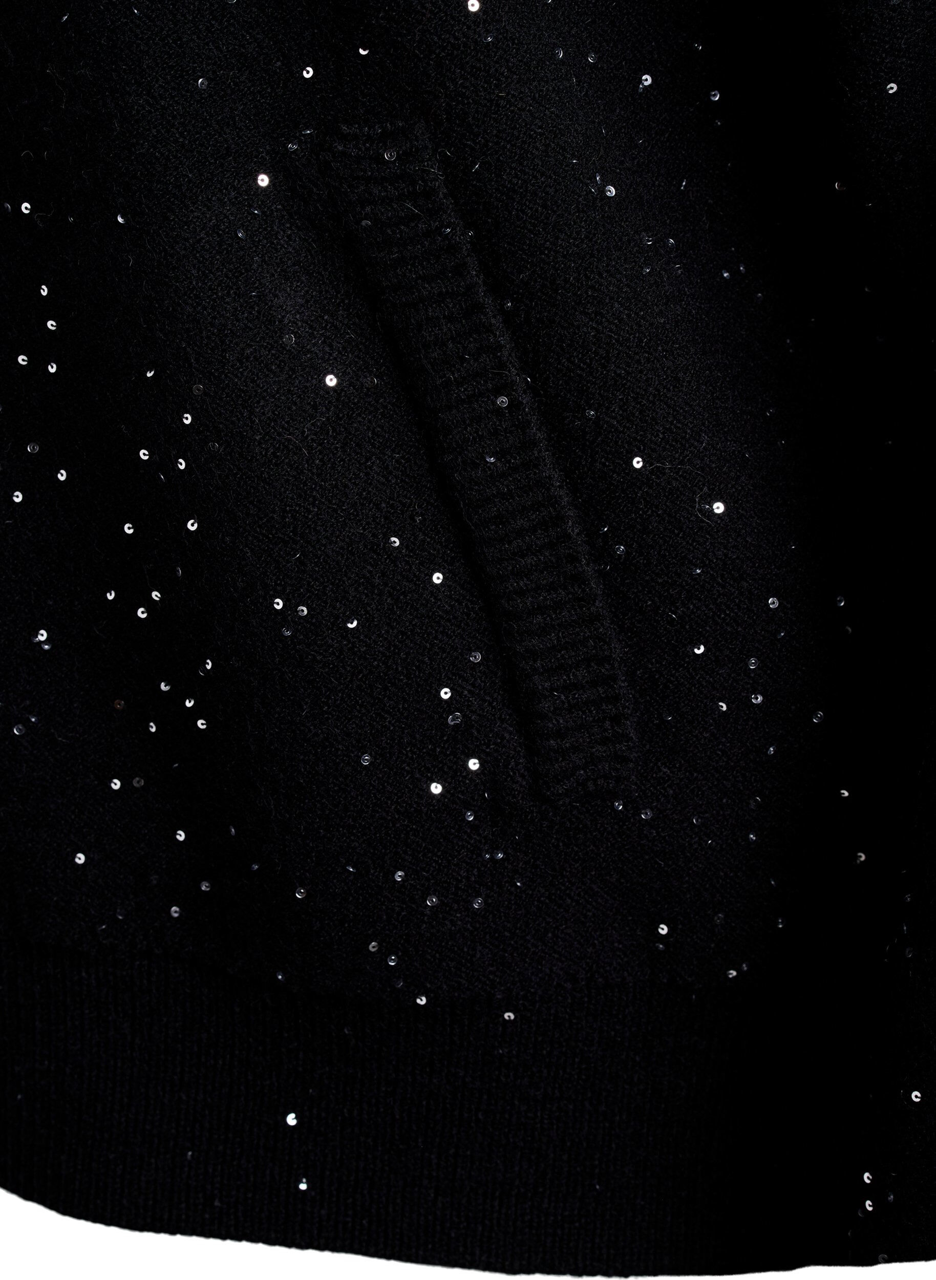 Zizzifashion Cardigan with zipper and sequins, Black, Packshot image number 3