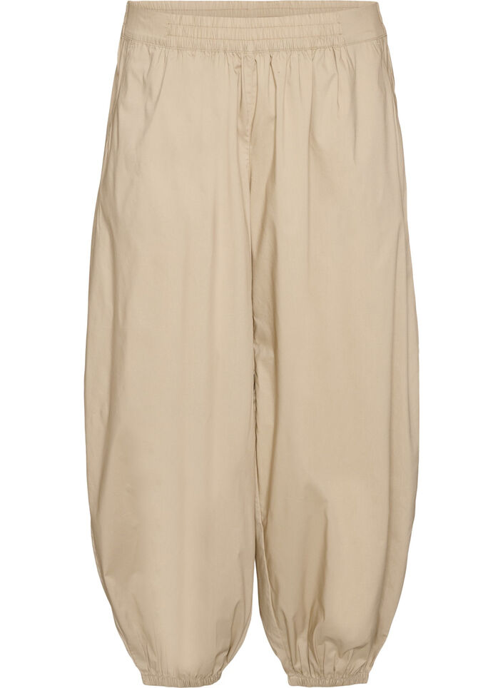 Balloon trousers with pockets and an elasticated waistband, Beige, Packshot image number 0