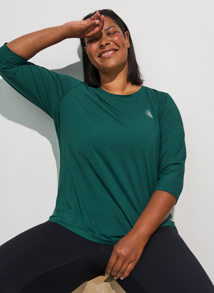 Sports top with 3/4 sleeves, Green, Model image number 3