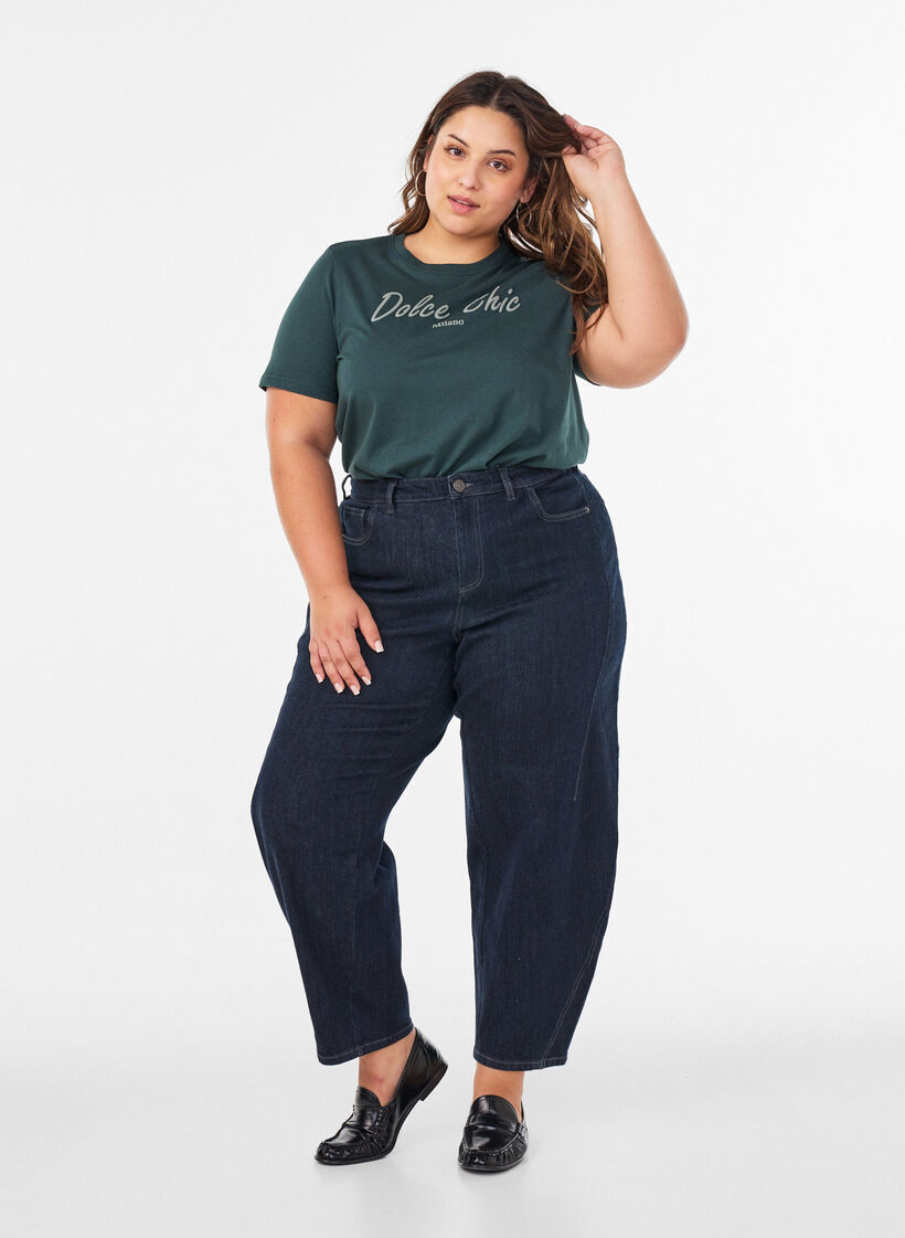 T-shirt in organic cotton with print, Green, Model image number 1