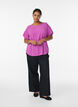 Blouse with short sleeves and a round neckline, Purple, Model image number 1