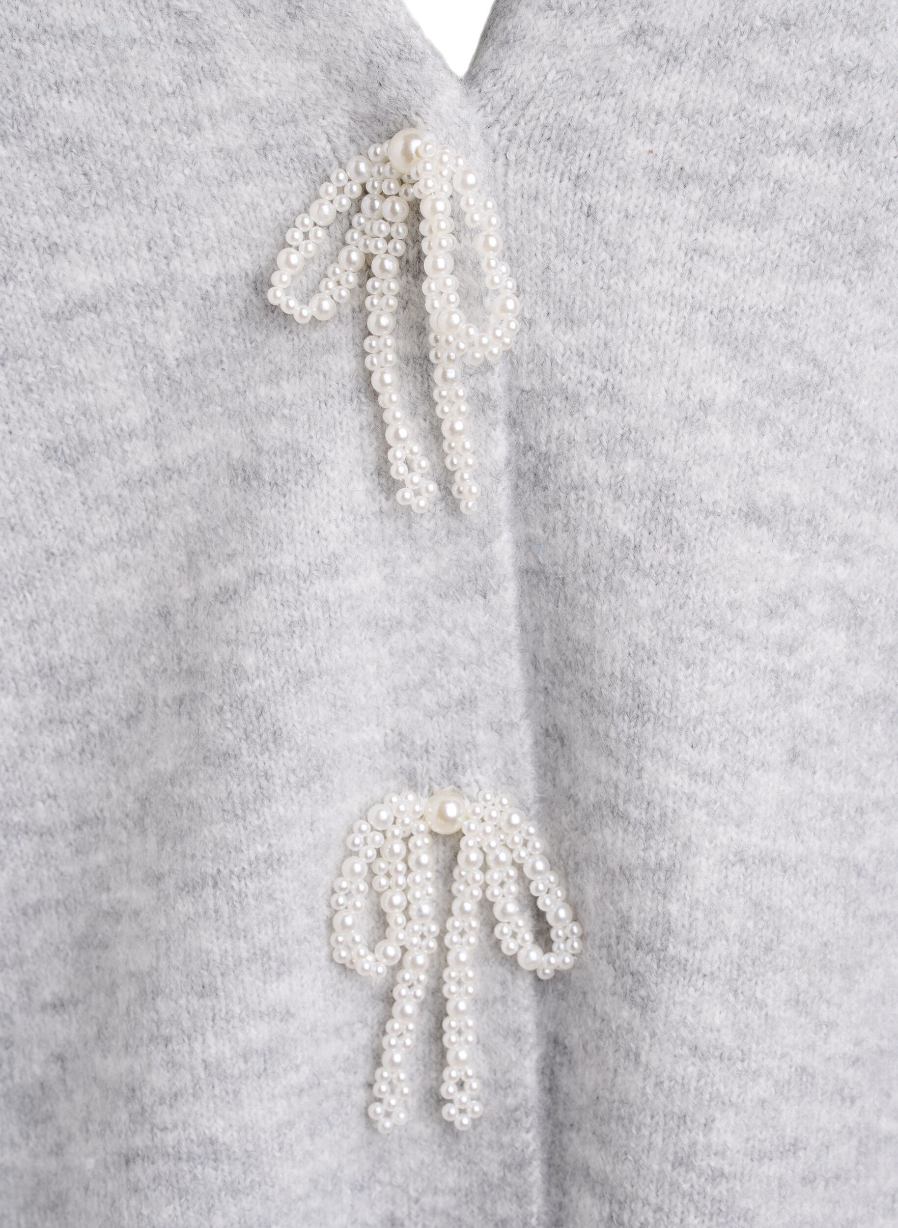 Zizzifashion Knitted cardigan with pearl buttons, Grey, Packshot image number 2
