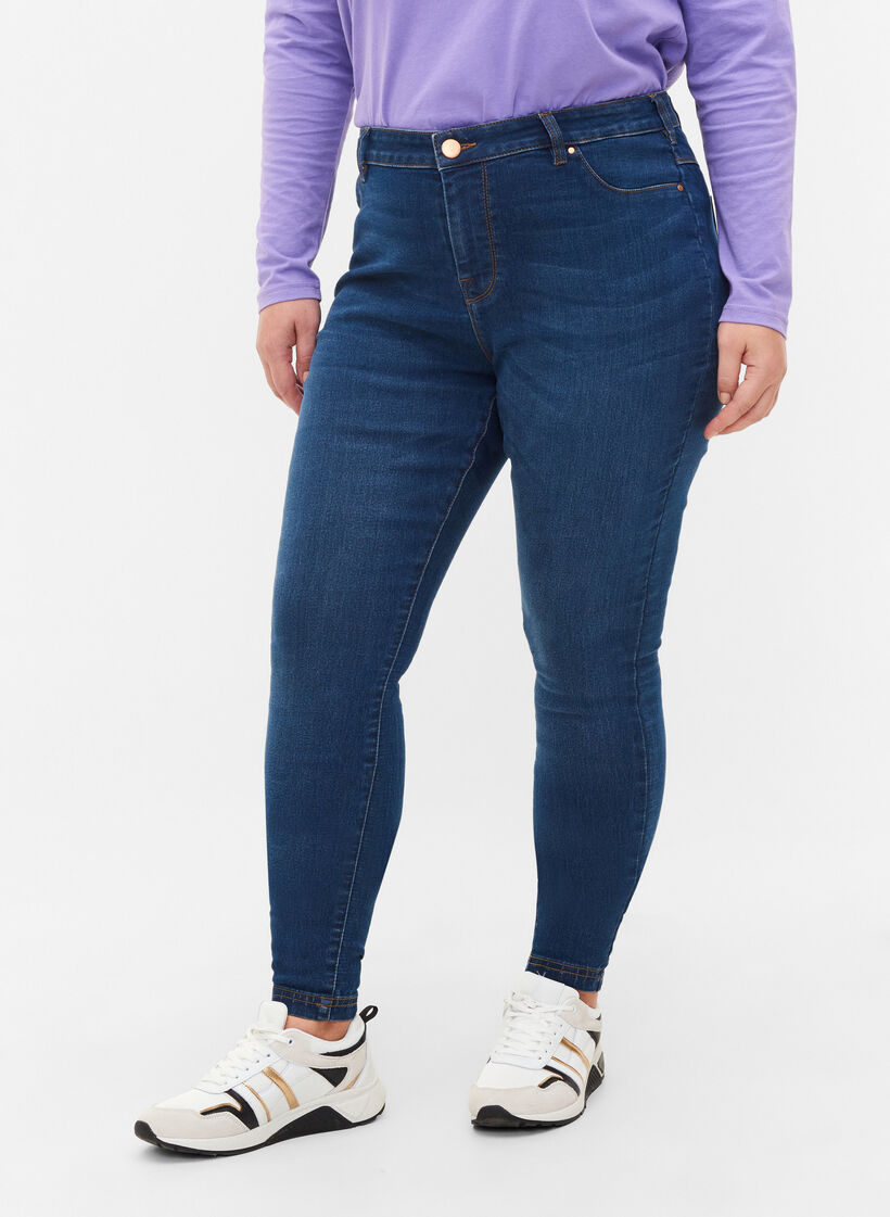 Jeggings in cotton blend, Blue denim, Model image number 2
