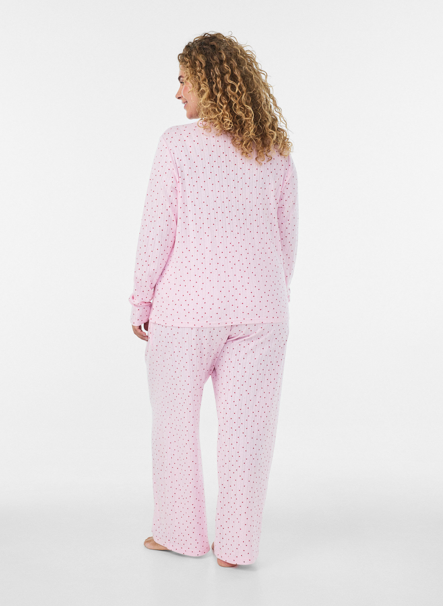 ZizzifashionCardigan in organic cotton with eyelet embroidery, Pink, Model image number 2