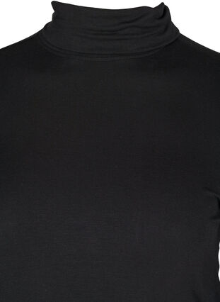 Close-fitting viscose blouse with roll-neck, Black, Packshot image number 2