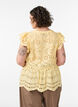 Sleeveless broderie anglaise blouse with ruffles, Yellow, Model image number 2
